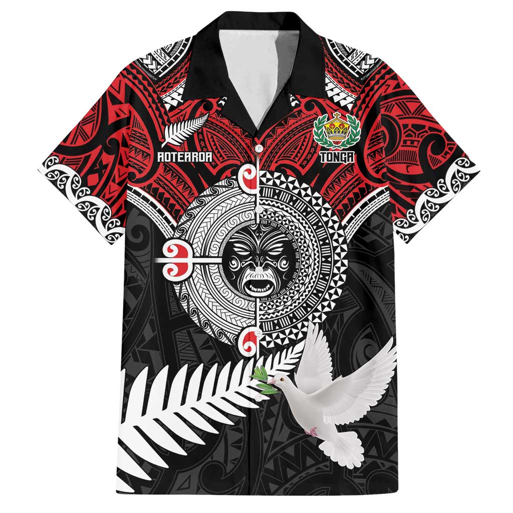 Aotearoa and Tonga Mo Te Tiriti Family Matching Tank Maxi Dress and Hawaiian Shirt New Zealand Honour The Treaty Ake!Ake!Ake! LT9 Dad's Shirt - Short Sleeve Red - Polynesian Pride
