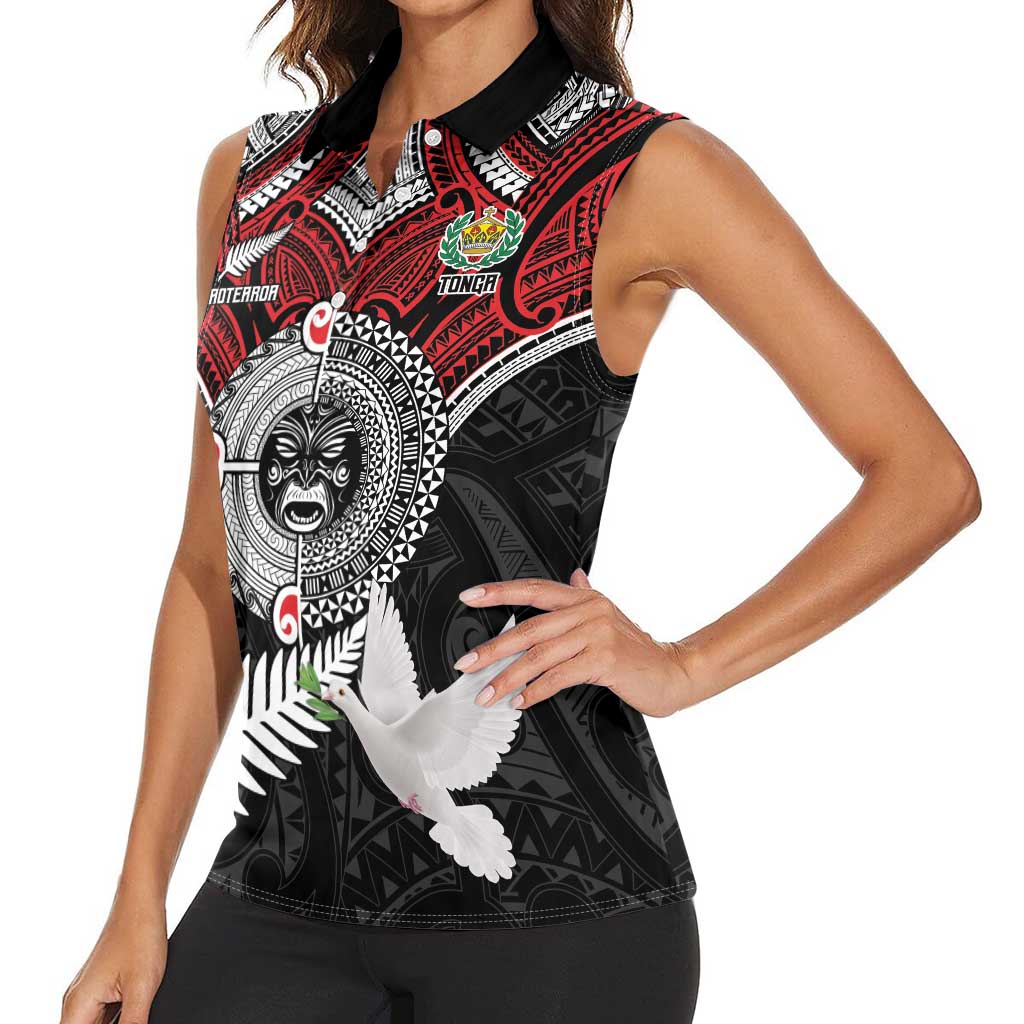 Aotearoa and Tonga Mo Te Tiriti Women Sleeveless Polo Shirt New Zealand Honour The Treaty Ake!Ake!Ake!