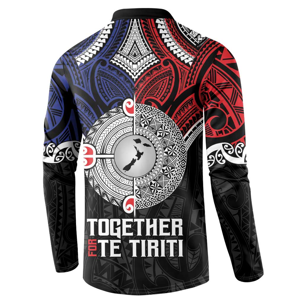 Aotearoa and Samoa Mo Te Tiriti Button Sweatshirt Tangata Moana Stand with Tangata Whenua LT9 - Polynesian Pride
