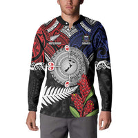 Aotearoa and Samoa Mo Te Tiriti Button Sweatshirt Tangata Moana Stand with Tangata Whenua LT9 - Polynesian Pride