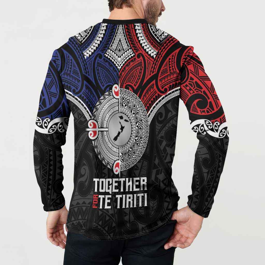 Aotearoa and Samoa Mo Te Tiriti Button Sweatshirt Tangata Moana Stand with Tangata Whenua LT9 - Polynesian Pride
