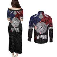 Aotearoa and Samoa Mo Te Tiriti Couples Matching Puletasi and Long Sleeve Button Shirt Tangata Moana Stand with Tangata Whenua LT9 - Polynesian Pride