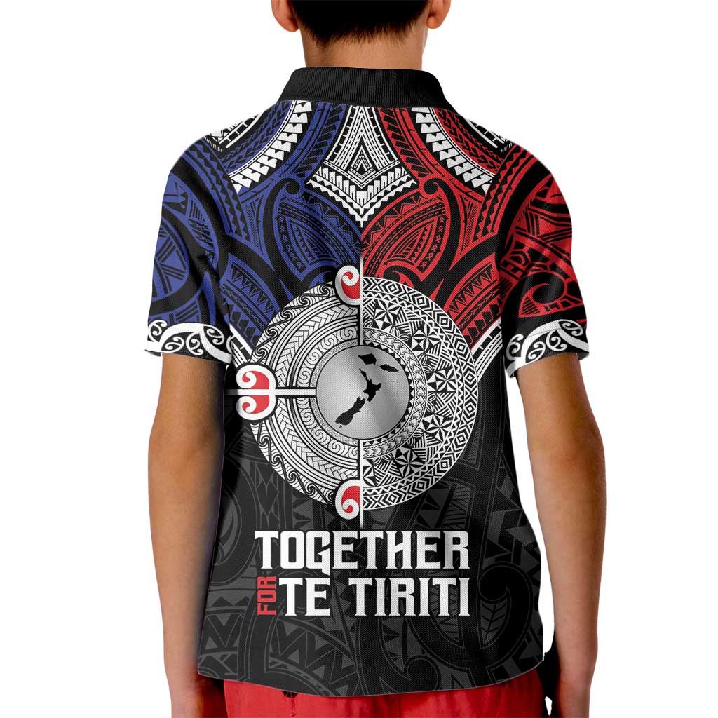 Aotearoa and Samoa Mo Te Tiriti Kid Polo Shirt Tangata Moana Stand with Tangata Whenua