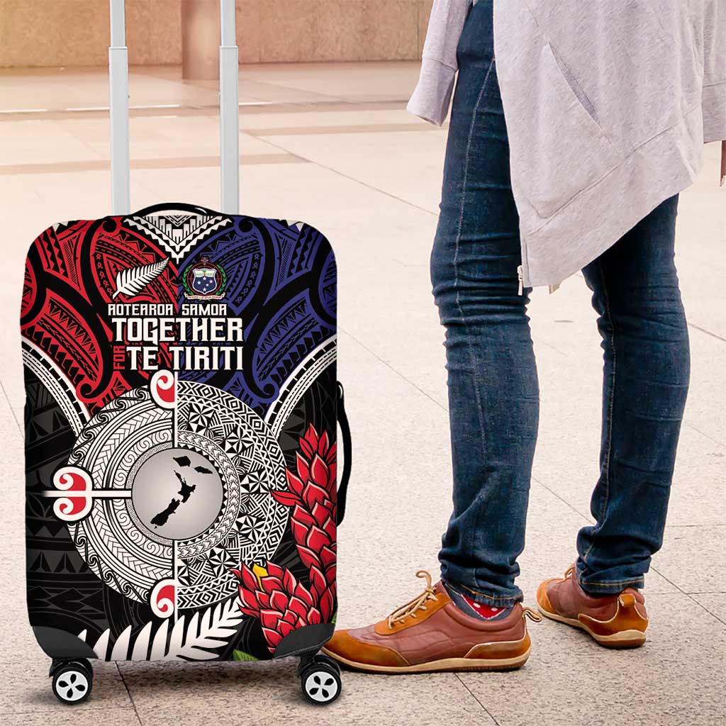 Aotearoa and Samoa Mo Te Tiriti Luggage Cover Tangata Moana Stand with Tangata Whenua LT9 Blue - Polynesian Pride