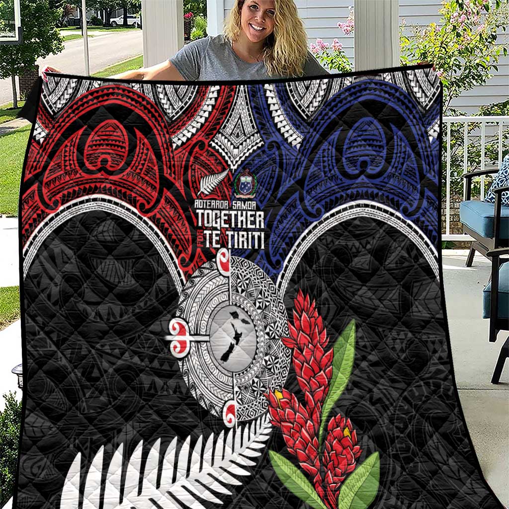 Aotearoa and Samoa Mo Te Tiriti Quilt Tangata Moana Stand with Tangata Whenua LT9 Blue - Polynesian Pride