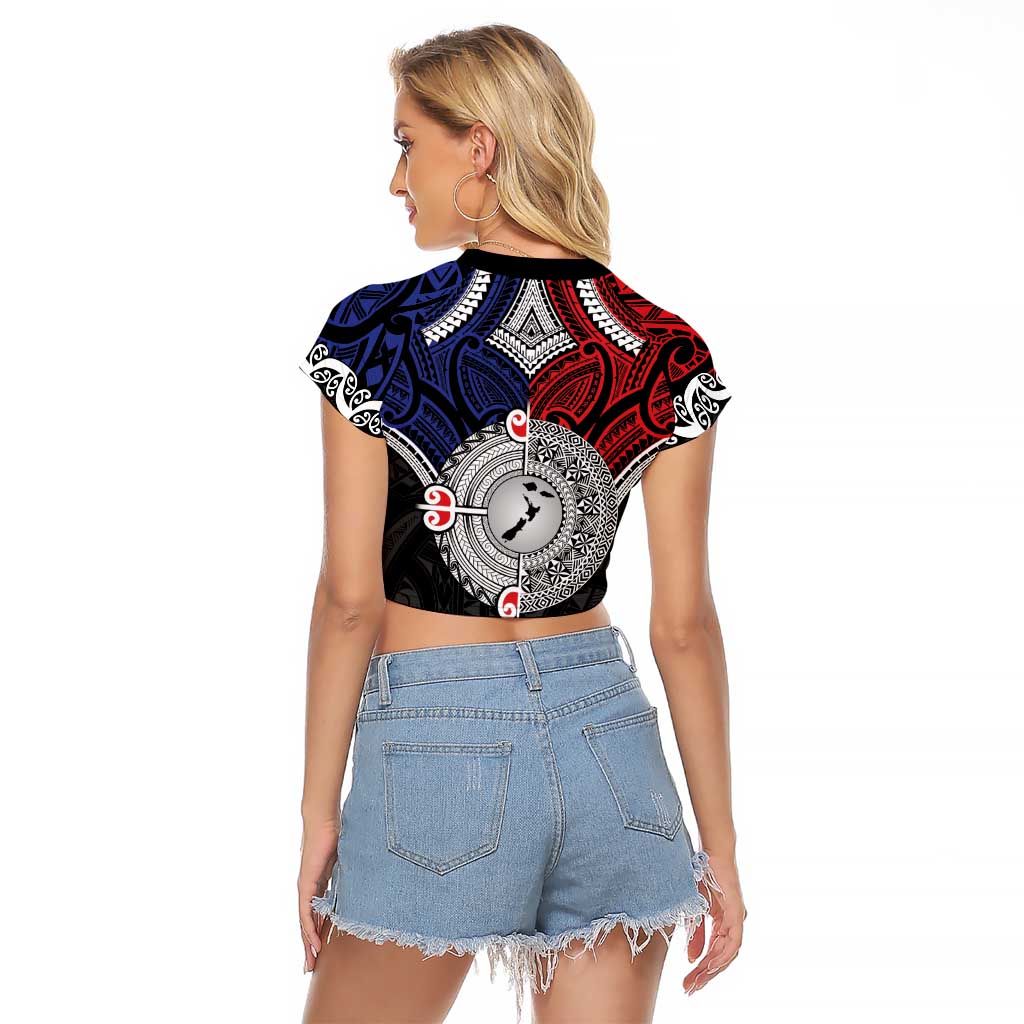 Aotearoa and Samoa Mo Te Tiriti Raglan Cropped T Shirt Tangata Moana Stand with Tangata Whenua LT9 - Polynesian Pride