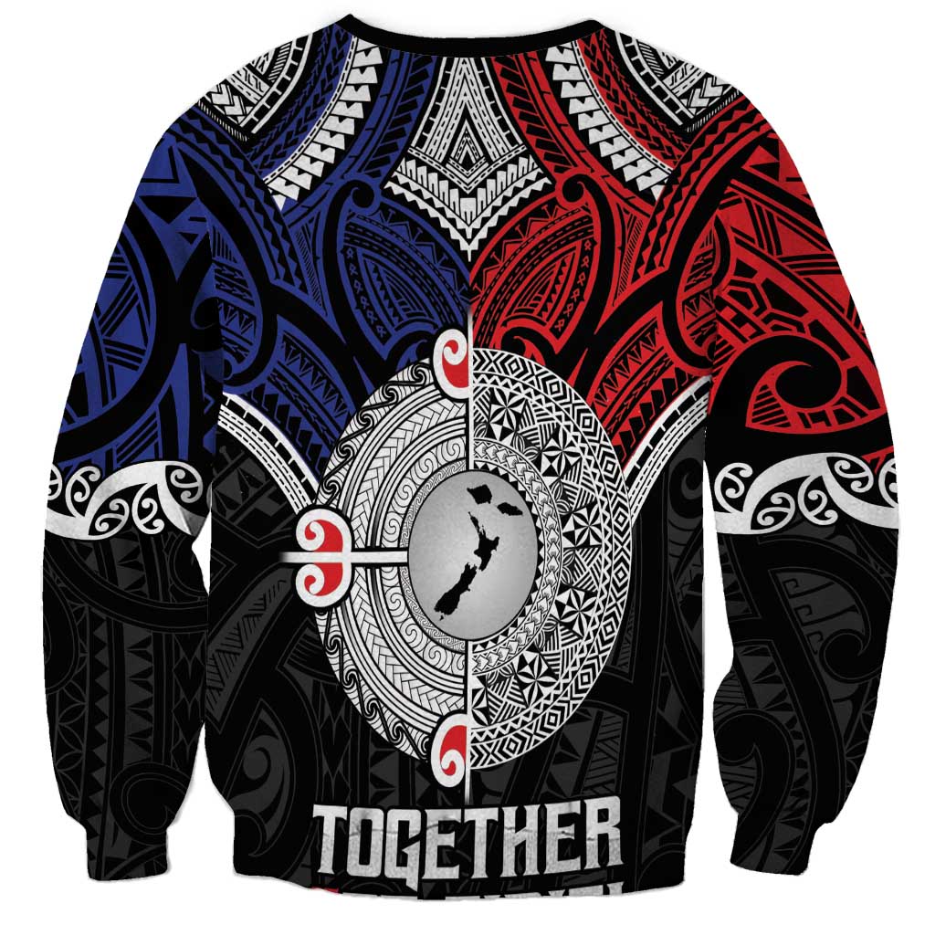 Aotearoa and Samoa Mo Te Tiriti Sweatshirt Tangata Moana Stand with Tangata Whenua LT9 - Polynesian Pride
