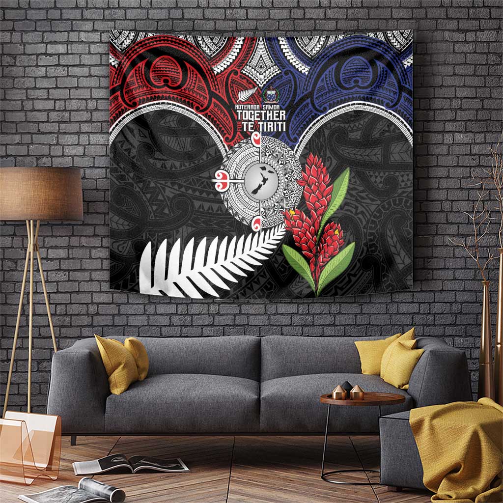 Aotearoa and Samoa Mo Te Tiriti Tapestry Tangata Moana Stand with Tangata Whenua LT9 Blue - Polynesian Pride