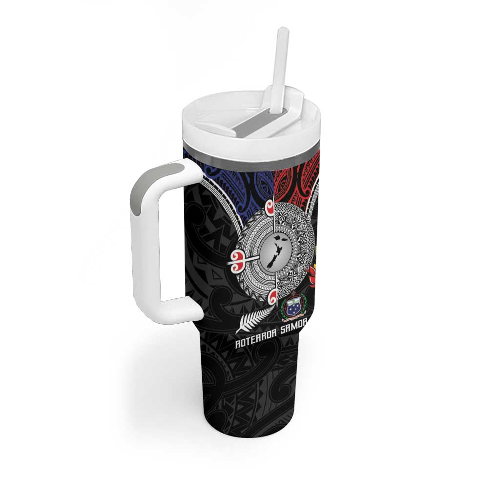 Aotearoa and Samoa Mo Te Tiriti Tumbler With Handle Tangata Moana Stand with Tangata Whenua LT9 - Polynesian Pride