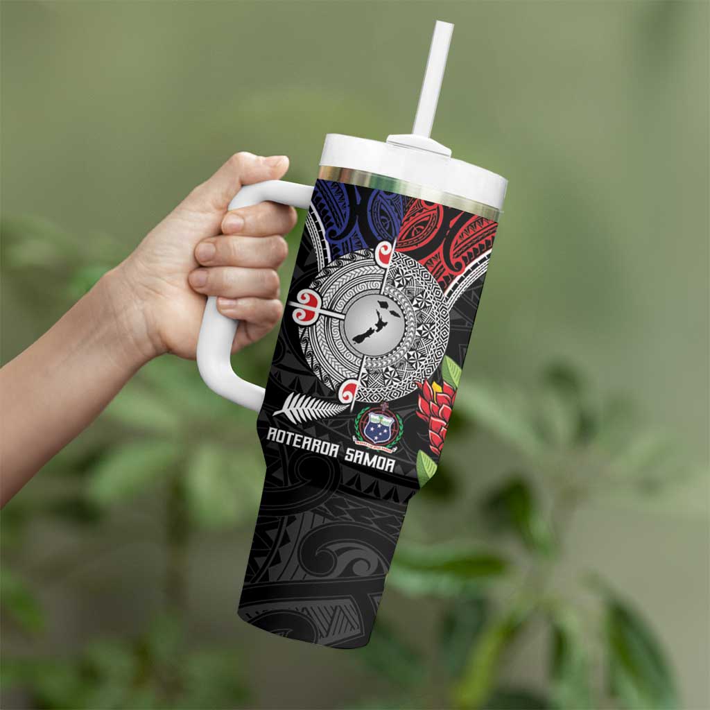 Aotearoa and Samoa Mo Te Tiriti Tumbler With Handle Tangata Moana Stand with Tangata Whenua LT9 - Polynesian Pride
