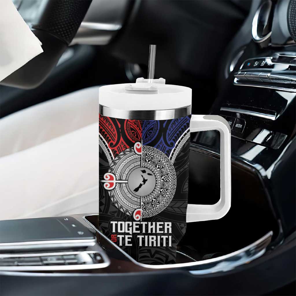 Aotearoa and Samoa Mo Te Tiriti Tumbler With Handle Tangata Moana Stand with Tangata Whenua LT9 - Polynesian Pride