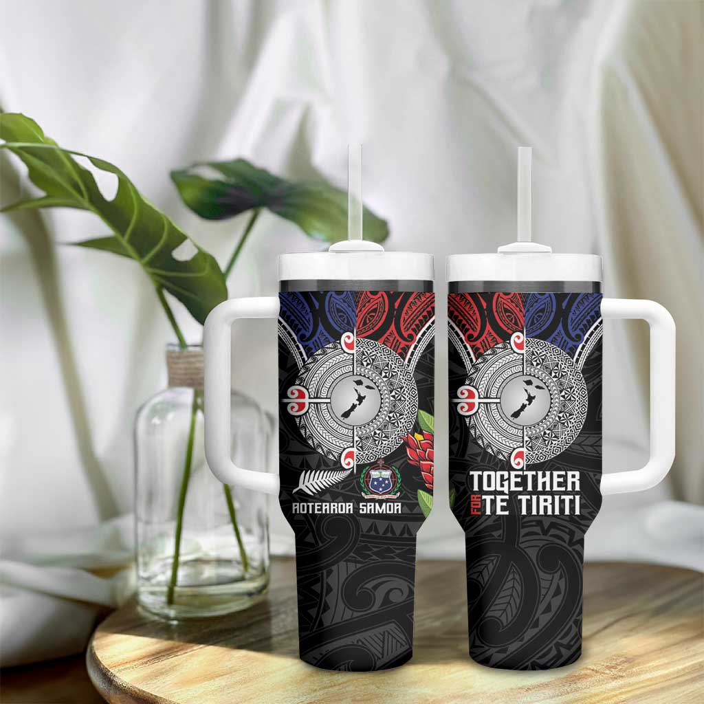 Aotearoa and Samoa Mo Te Tiriti Tumbler With Handle Tangata Moana Stand with Tangata Whenua LT9 - Polynesian Pride