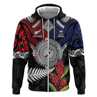 Aotearoa and Samoa Mo Te Tiriti Zip Hoodie Tangata Moana Stand with Tangata Whenua LT9 Zip Hoodie Blue - Polynesian Pride