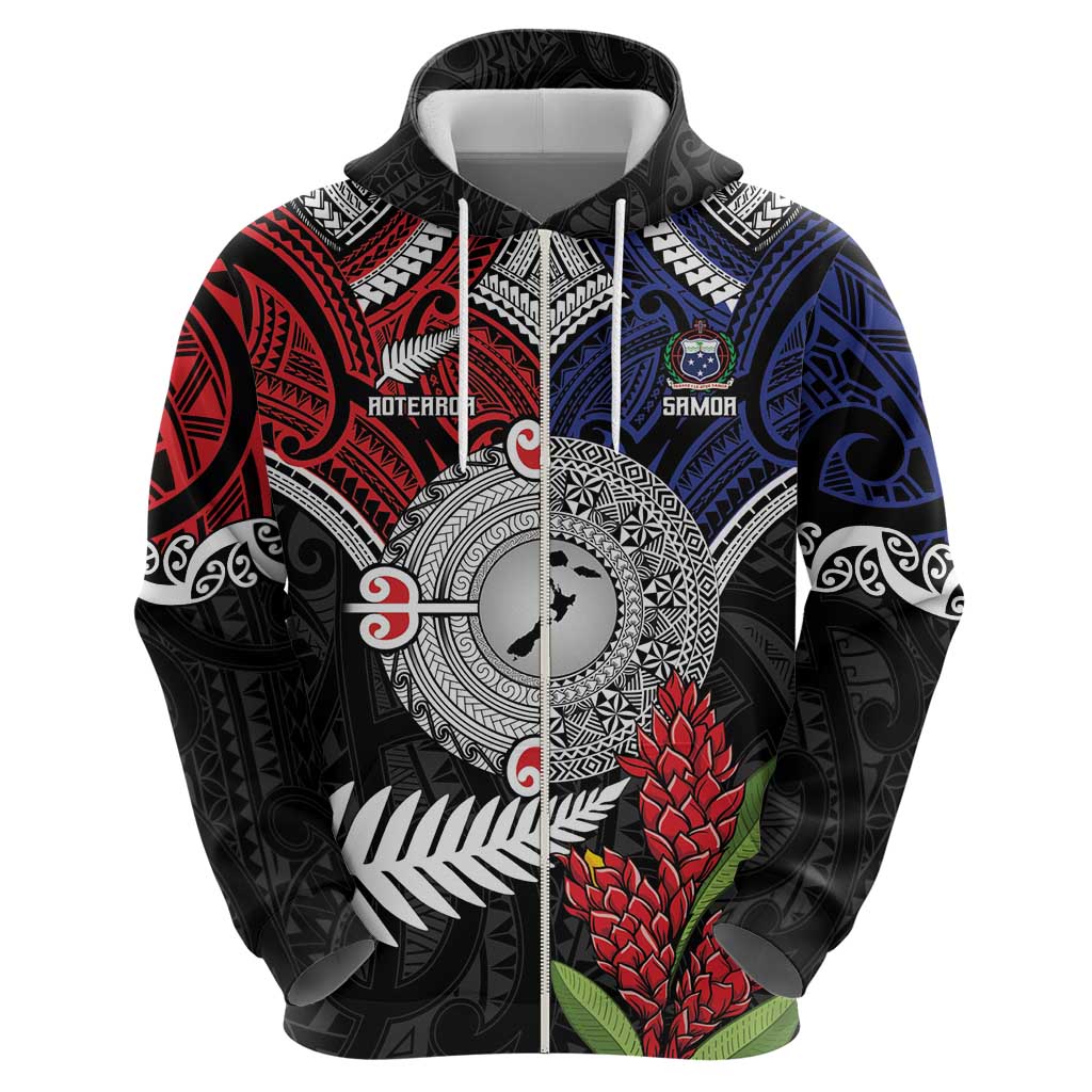 Aotearoa and Samoa Mo Te Tiriti Zip Hoodie Tangata Moana Stand with Tangata Whenua LT9 - Polynesian Pride