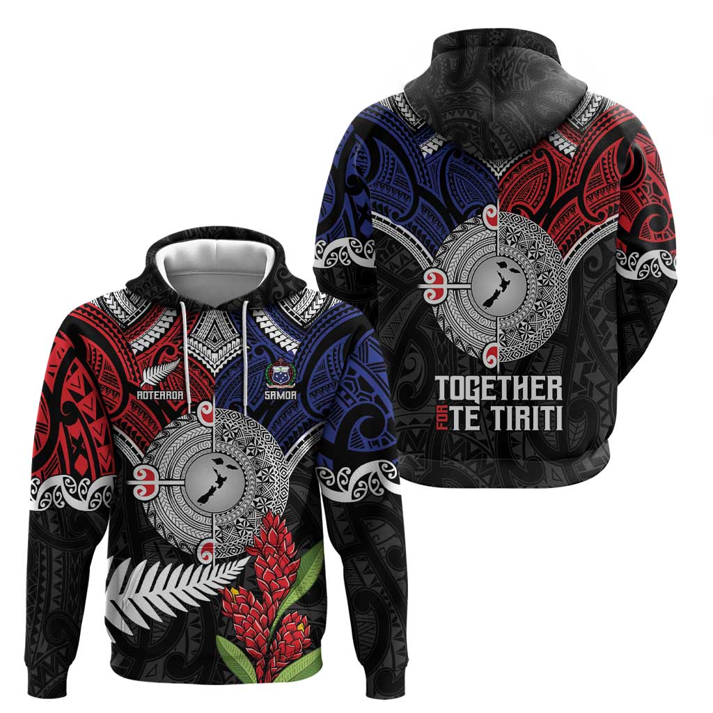Aotearoa and Samoa Mo Te Tiriti Zip Hoodie Tangata Moana Stand with Tangata Whenua LT9 - Polynesian Pride