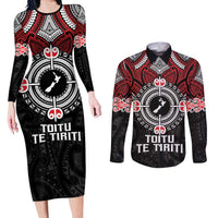 Aotearoa Proud To Be Maori Couples Matching Long Sleeve Bodycon Dress and Long Sleeve Button Shirt New Zealand Fight Together