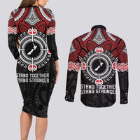 Aotearoa Proud To Be Maori Couples Matching Long Sleeve Bodycon Dress and Long Sleeve Button Shirt New Zealand Fight Together