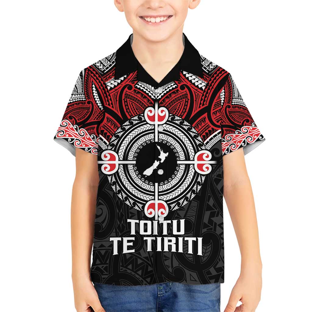 Aotearoa Proud To Be Maori Family Matching Tank Maxi Dress and Hawaiian Shirt New Zealand Fight Together LT9 Son's Shirt Red - Polynesian Pride