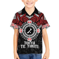 Aotearoa Proud To Be Maori Family Matching Tank Maxi Dress and Hawaiian Shirt New Zealand Fight Together LT9 Son's Shirt Red - Polynesian Pride