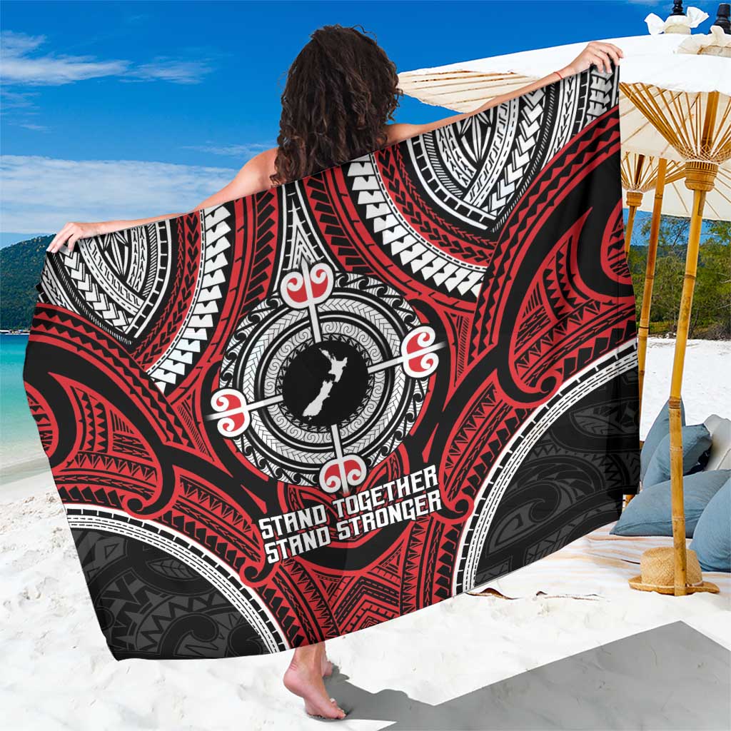 Aotearoa Proud To Be Maori Sarong New Zealand Fight Together LT9 One Size 44 x 66 inches Red - Polynesian Pride