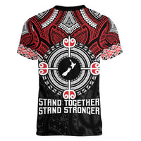 Aotearoa Proud To Be Maori Women V-Neck T-Shirt New Zealand Fight Together