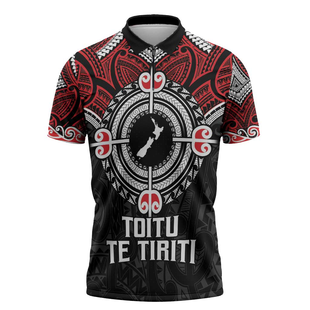 Aotearoa Proud To Be Maori Zipper Polo Shirt New Zealand Fight Together - Polynesian Pride