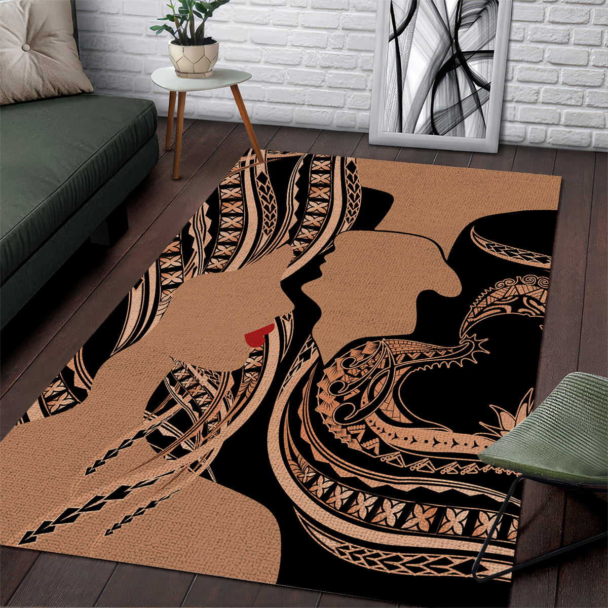 Personalised Valentines Day Romantic Lovers Area Rug LT9 Gold - Polynesian Pride