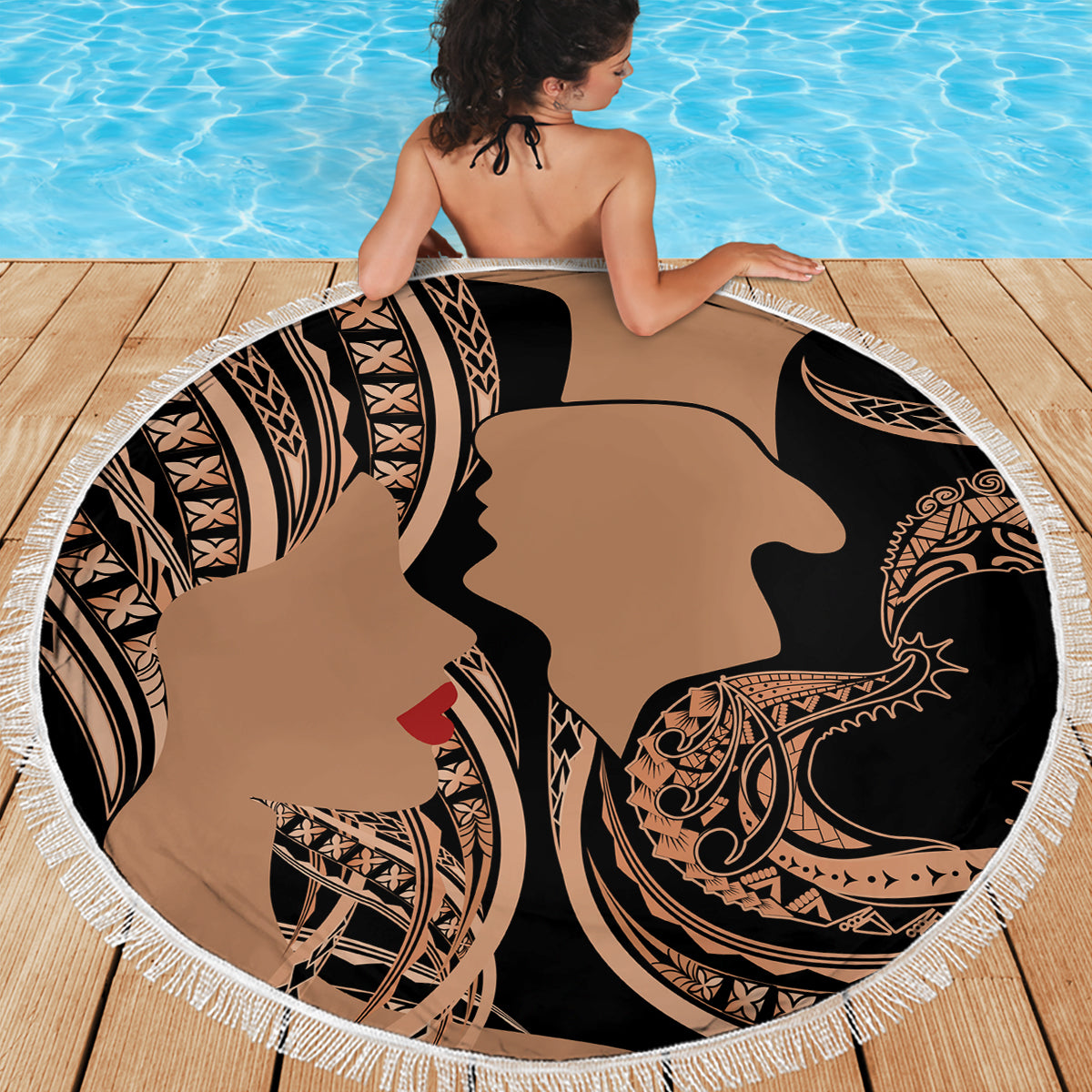 Personalised Valentines Day Romantic Lovers Beach Blanket LT9 - Polynesian Pride