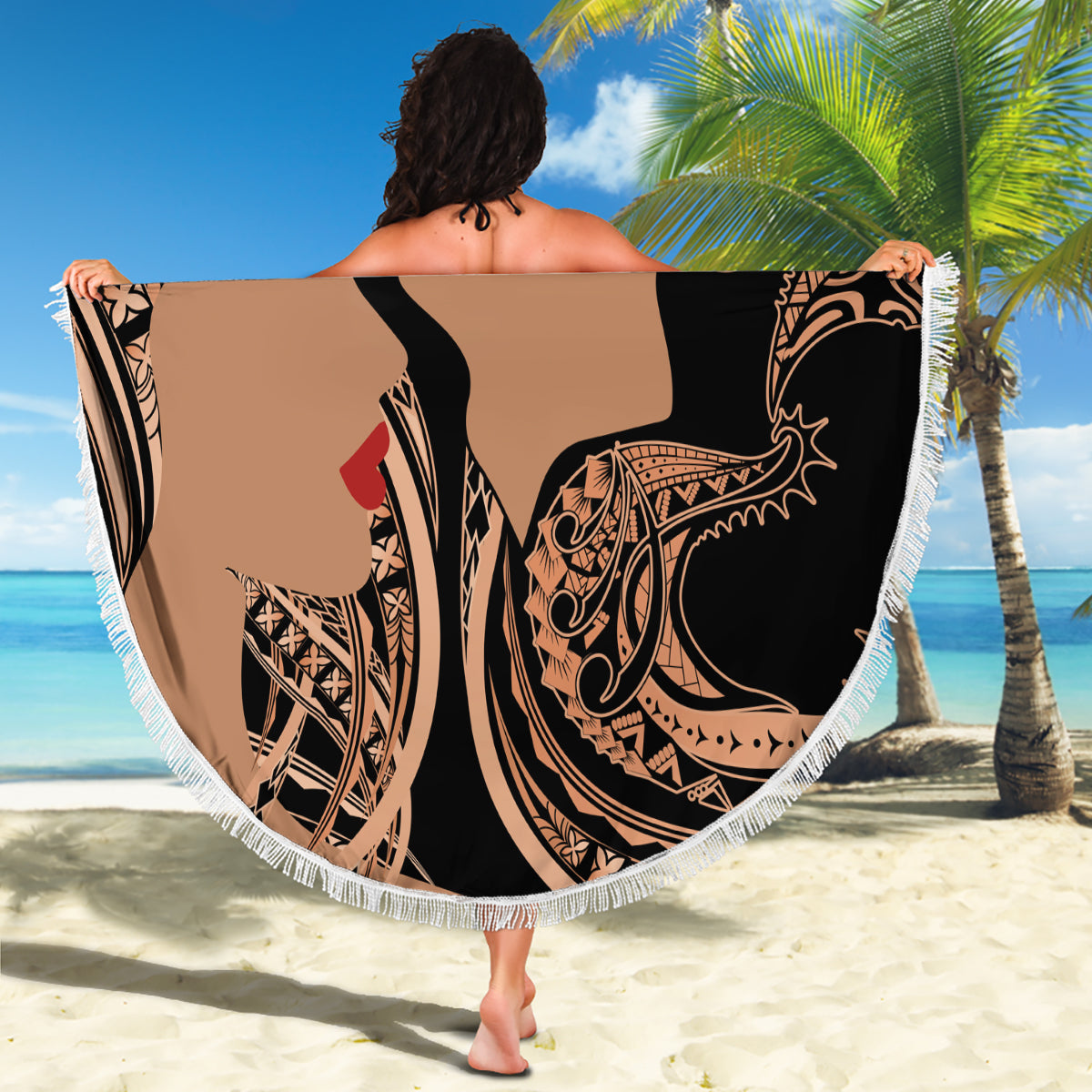 Personalised Valentines Day Romantic Lovers Beach Blanket LT9 - Polynesian Pride