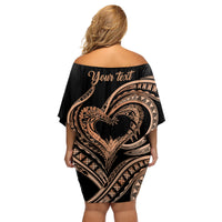 Personalised Valentines Day Romantic Lovers Family Matching Off Shoulder Short Dress and Hawaiian Shirt LT9 - Polynesian Pride