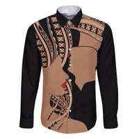 Personalised Valentines Day Romantic Lovers Family Matching Puletasi and Hawaiian Shirt LT9 Dad's Shirt - Long Sleeve Gold - Polynesian Pride