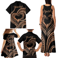 Personalised Valentines Day Romantic Lovers Family Matching Tank Maxi Dress and Hawaiian Shirt LT9 - Polynesian Pride