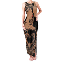 Personalised Valentines Day Romantic Lovers Family Matching Tank Maxi Dress and Hawaiian Shirt LT9 Mom's Dress Gold - Polynesian Pride