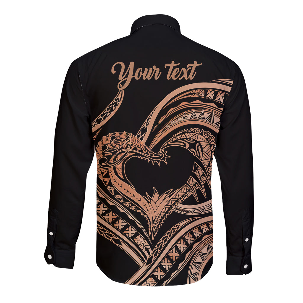 Personalised Valentines Day Romantic Lovers Long Sleeve Button Shirt LT9 - Polynesian Pride