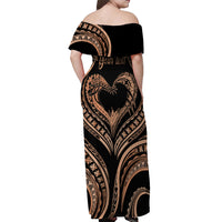 Personalised Valentines Day Romantic Lovers Off Shoulder Maxi Dress LT9 - Polynesian Pride