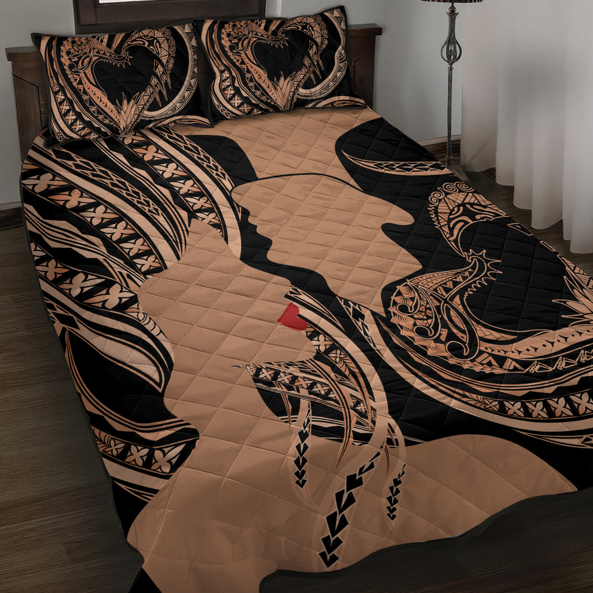 Personalised Valentines Day Romantic Lovers Quilt Bed Set LT9 Gold - Polynesian Pride