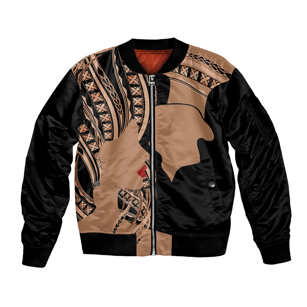 Personalised Valentines Day Romantic Lovers Sleeve Zip Bomber Jacket LT9 Unisex Gold - Polynesian Pride
