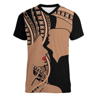 Personalised Valentines Day Romantic Lovers Women V Neck T Shirt LT9 Female Gold - Polynesian Pride