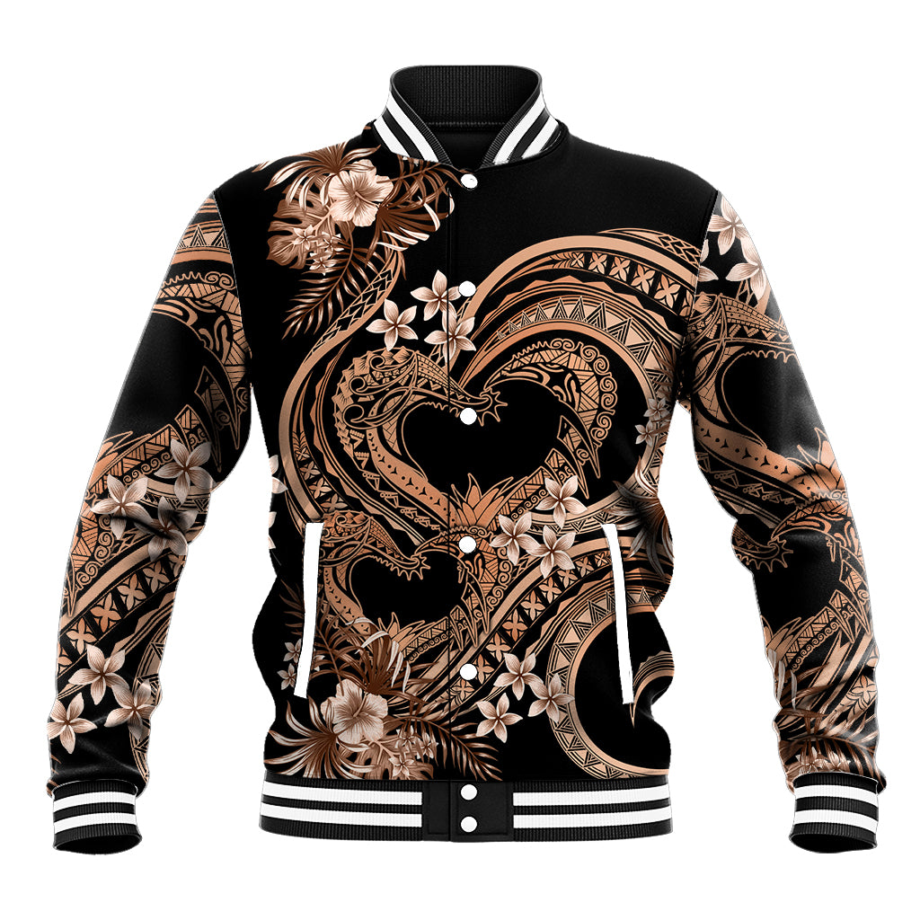 Polynesia Valentines Day Forever In My Heart Tattoo Baseball Jacket Gold Style LT9 Unisex Gold - Polynesian Pride