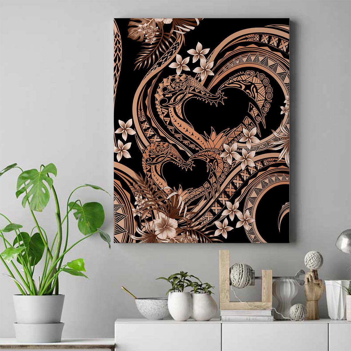 Polynesia Valentines Day Forever In My Heart Tattoo Canvas Wall Art Gold Style LT9 Gold - Polynesian Pride