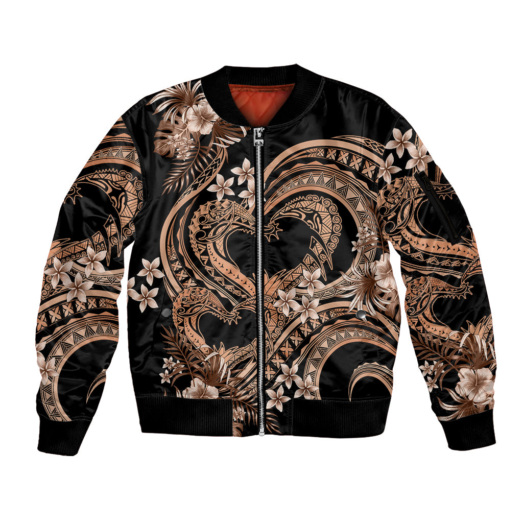 Polynesia Valentines Day Forever In My Heart Tattoo Sleeve Zip Bomber Jacket Gold Style LT9 Unisex Gold - Polynesian Pride