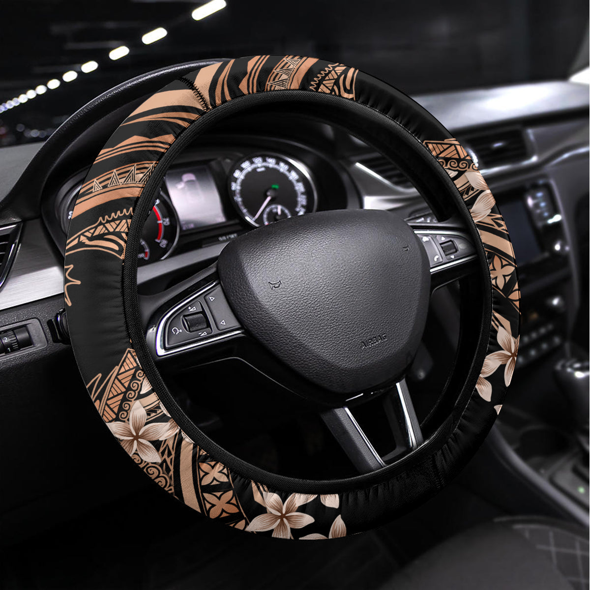 Polynesia Valentines Day Forever In My Heart Tattoo Steering Wheel Cover Gold Style LT9 Universal Fit Gold - Polynesian Pride