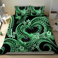 Polynesia Valentines Day Forever In My Heart Tattoo Bedding Set Green Style LT9 - Polynesian Pride