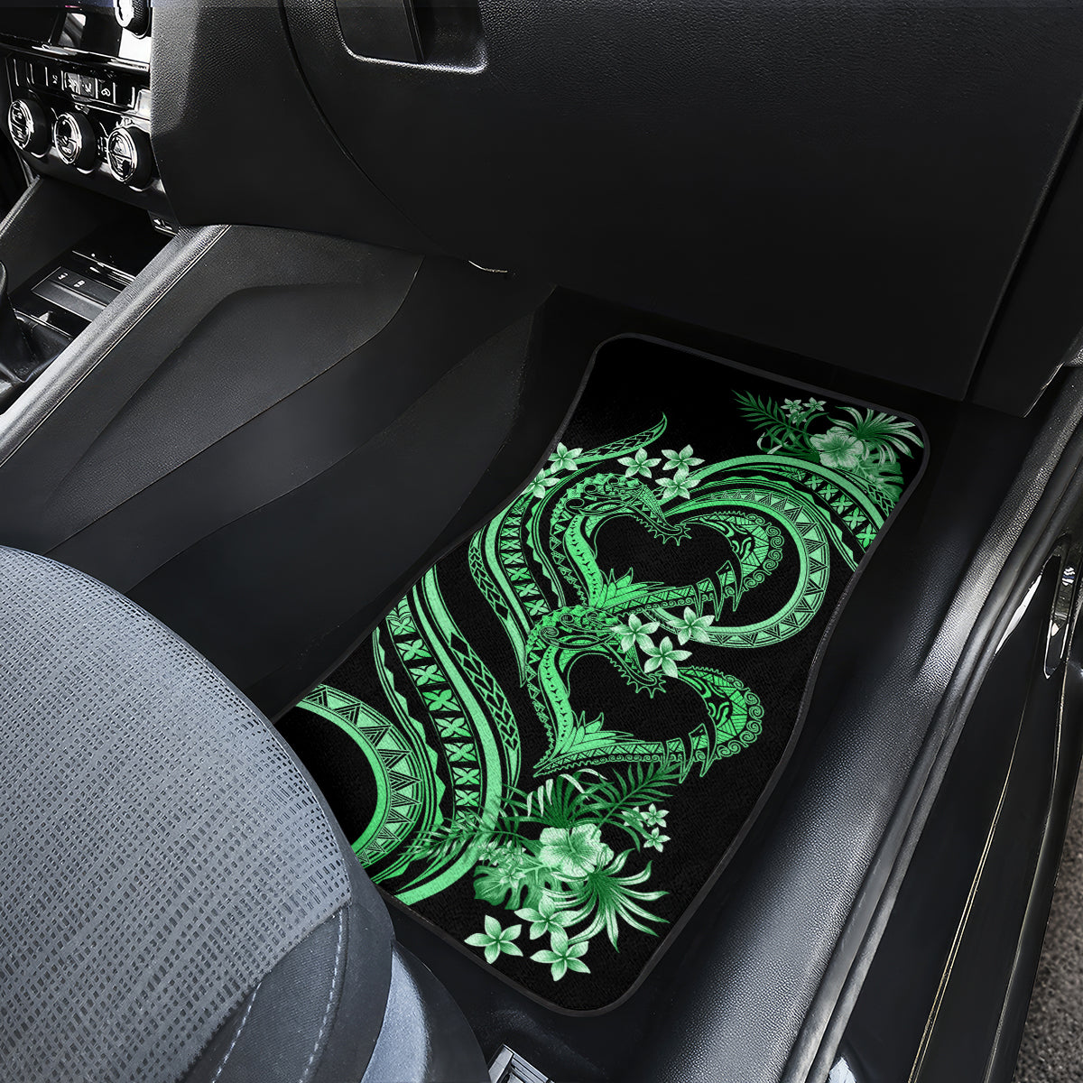 Polynesia Valentines Day Forever In My Heart Tattoo Car Mats Green Style LT9 - Polynesian Pride