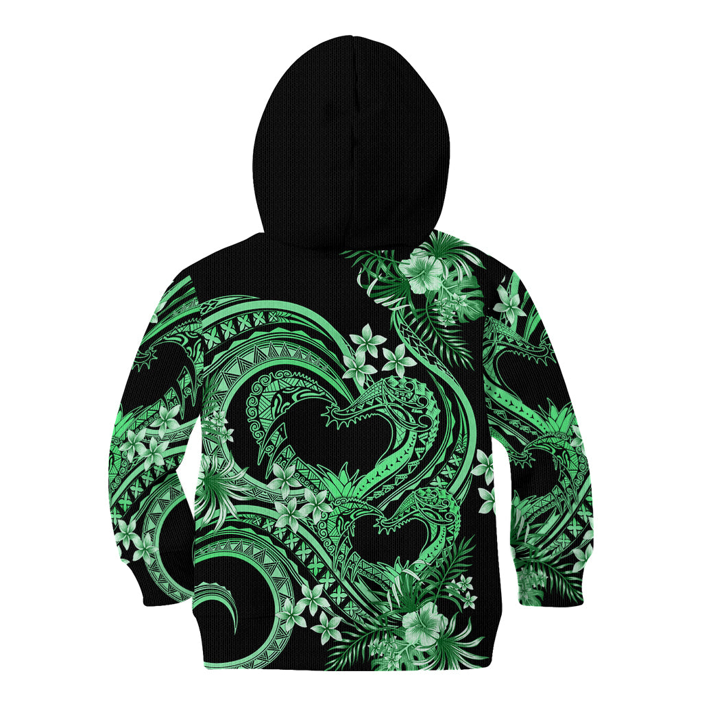 Polynesia Valentines Day Forever In My Heart Tattoo Kid Hoodie Green Style LT9 - Polynesian Pride