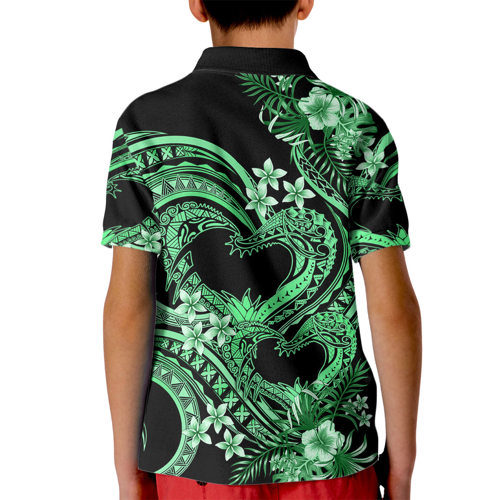 Polynesia Valentines Day Forever In My Heart Tattoo Kid Polo Shirt Green Style LT9 - Polynesian Pride