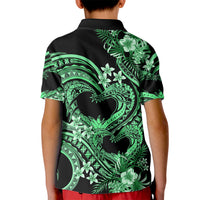 Polynesia Valentines Day Forever In My Heart Tattoo Kid Polo Shirt Green Style LT9 - Polynesian Pride