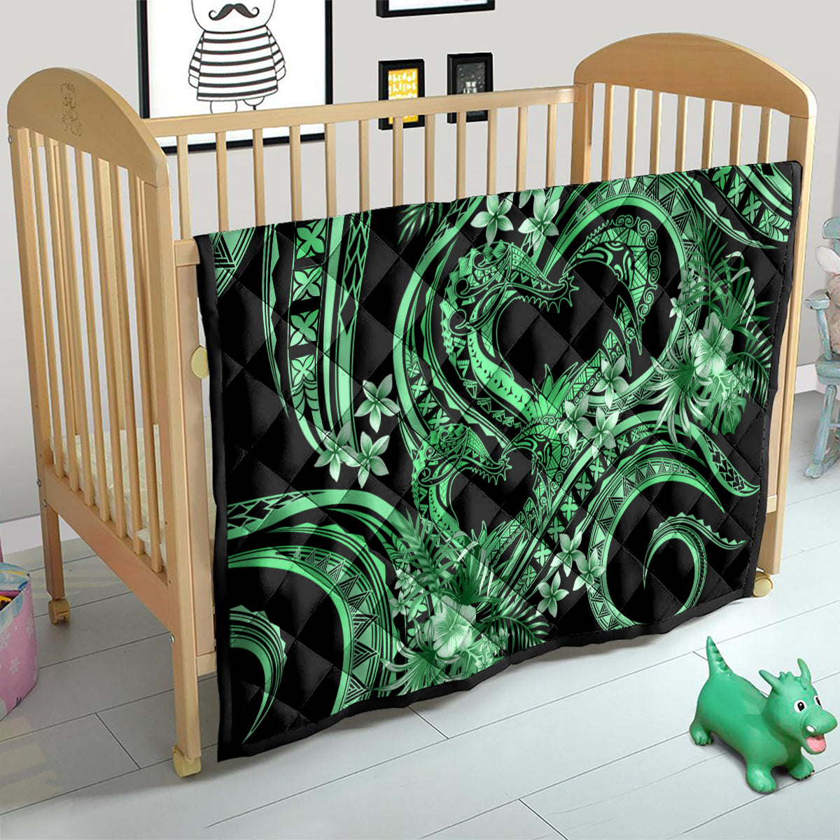 Polynesia Valentines Day Forever In My Heart Tattoo Quilt Green Style LT9 - Polynesian Pride