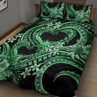 Polynesia Valentines Day Forever In My Heart Tattoo Quilt Bed Set Green Style LT9 - Polynesian Pride
