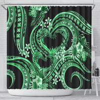 Polynesia Valentines Day Forever In My Heart Tattoo Shower Curtain Green Style LT9 - Polynesian Pride